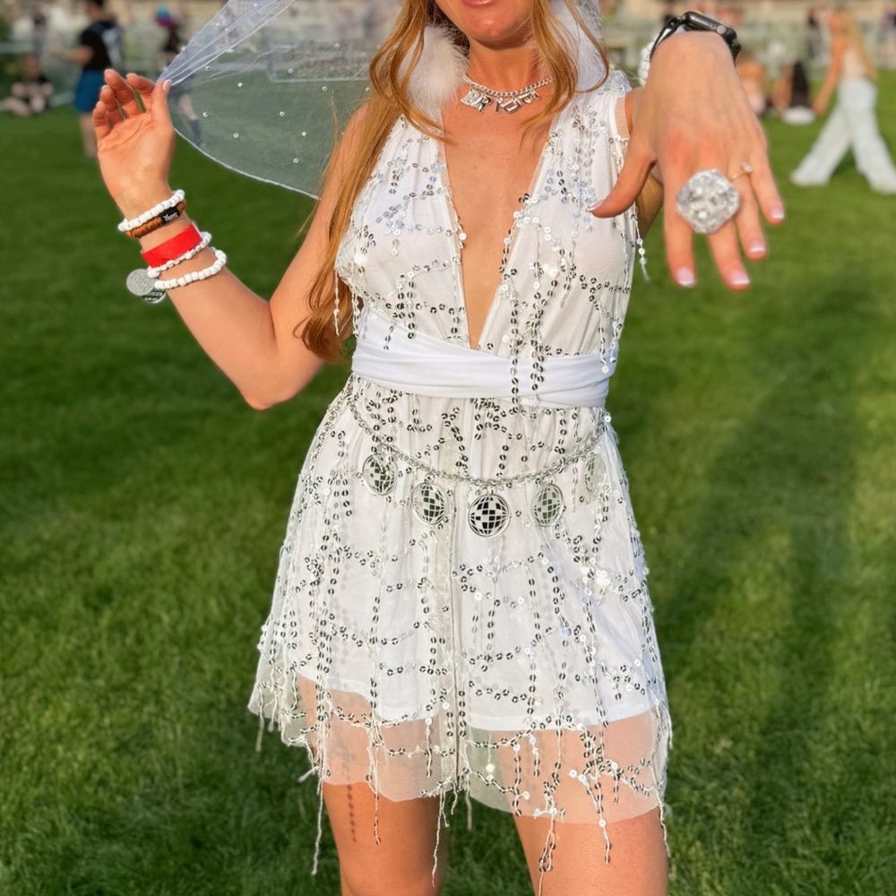 Lucy in the Sky White Bachelorette Romper